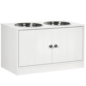 Large Elevated Dog Bowls with Storage Cabinet Containing Large 44L Capacity, Raised Dog Bowl Stand Pet Food Bowl Pet Feeding Station, White (Option: White-705x380x155 mm)