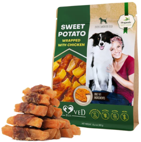 Dog Sweet Potato Wrapped with Chicken Pet Natural Chew Treats Grain Free Organic Meat Human Grade Dried Snacks in Bulk for Training for Small & L (Option: 1pc)