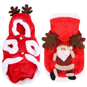 1Pc Pet Christmas Clothes Santa Claus Reindeer Antlers Costume Winter Outfit New Year Coat For Small Medium Dogs Cats (Option: M)